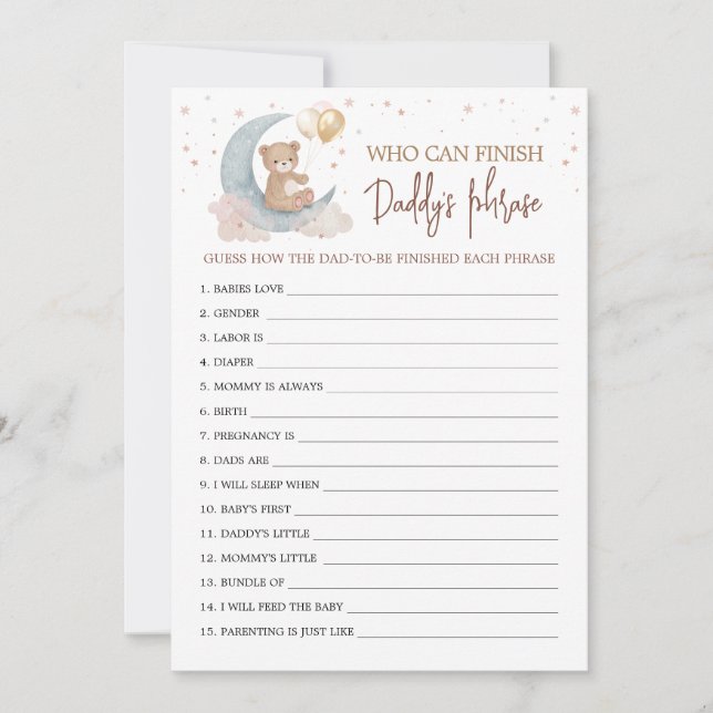 Sur la Lune Qui peut finir la phrase de papa Carte (Devant)