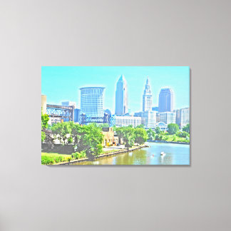 Sur la rivière CLE OH (Effet peinture) toile Impri
