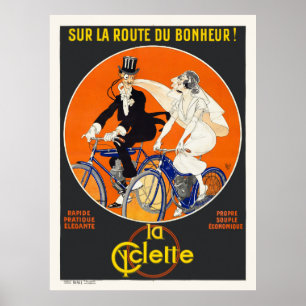 Sur la route du bonheur La Cyclette Poster vintage
