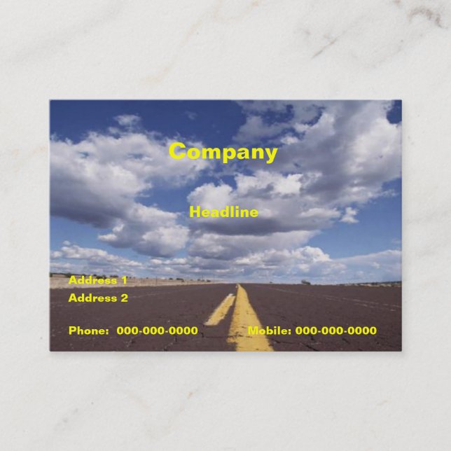 Sur le carte de visite de route (Devant)