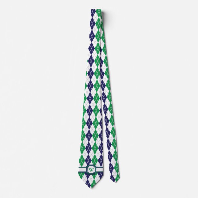 Sur le col cravate vert Argyle pour hommes (Devant)