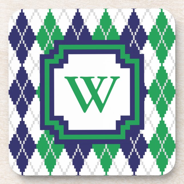 Sur le Dessous de verre Carré Jacquard vert (Devant)