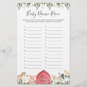 Sur Le Jeu De Course Du Nom Du Baby shower Agricol