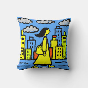Sur son chemin Coussin décoratif illustré de vil
