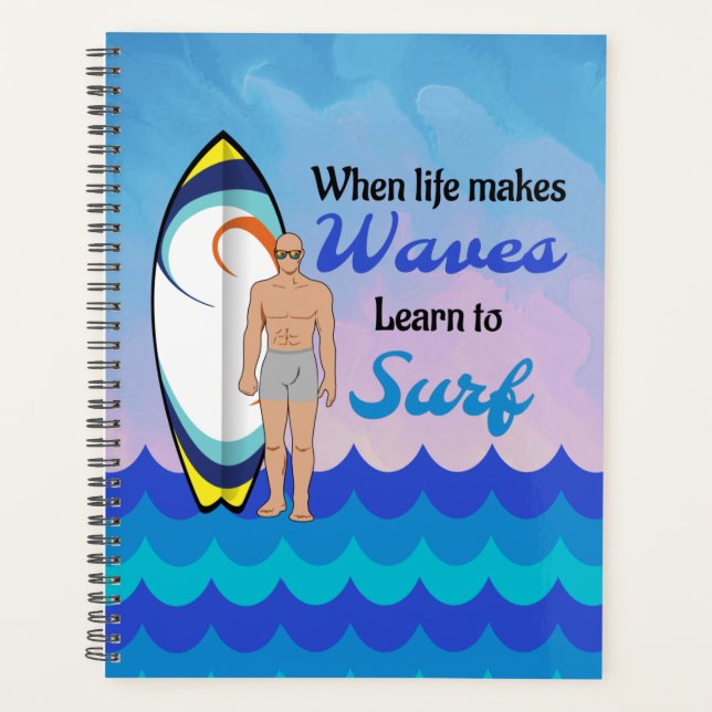 Surboard Ocean Waves Blue Motivational Quote (Devant)