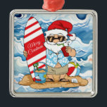 Surboard Père Noël Noël Ornement<br><div class="desc">surf père Noël ornement de Noël</div>