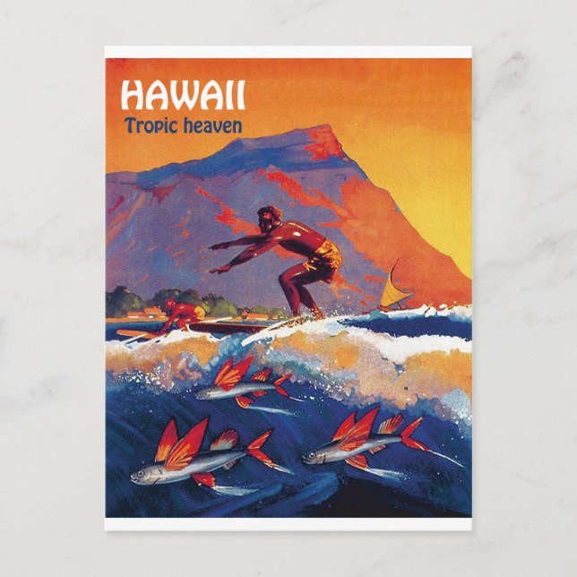 Surf à Hawaï, paradis tropical, carte postale de v (Devant)
