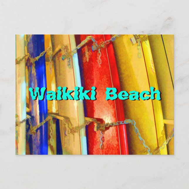 Surf à Waikiki Beach Carte postale (Devant)