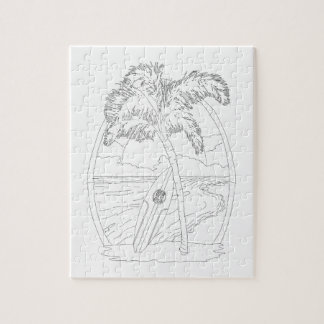 Surf Beach Adult Coloring Puzzle