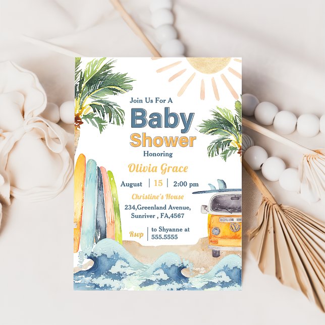 Surf Beach Baby shower Invitation (Créateur téléchargé)
