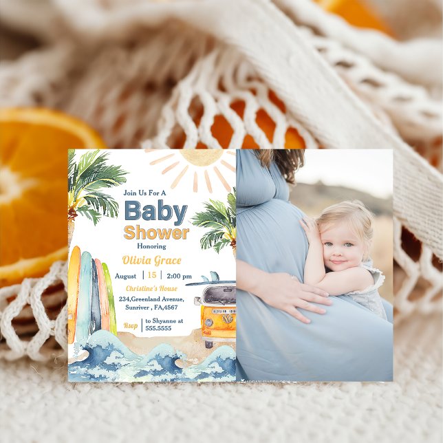 Surf Beach Baby shower Photo Invitation (Créateur téléchargé)