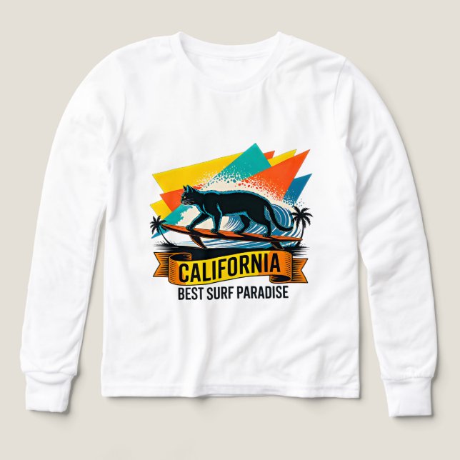 Surf de chat d'été - Filles Rétro Californie  (Motif recto)
