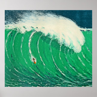 surf de nuit à Hawaii affiche de peinture