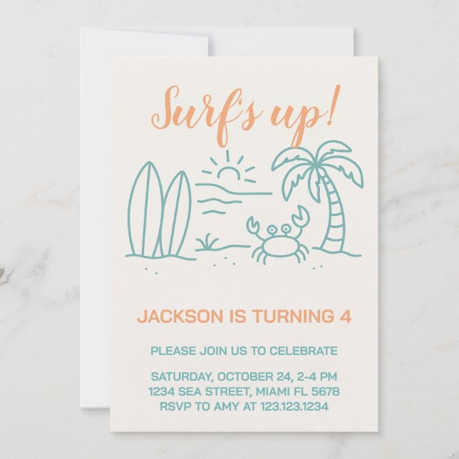 Surf éditable's Up Anniversaire Invitation (Devant)