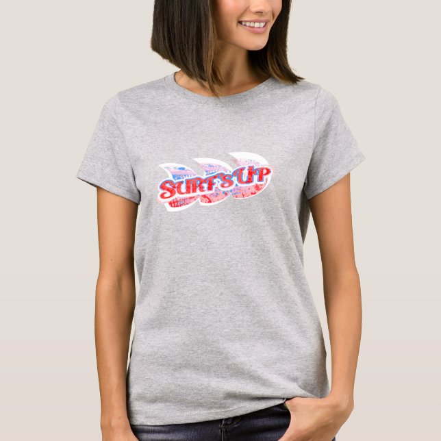 Surf Haut dames rouge, blanc & bleu vague surf t (Devant)