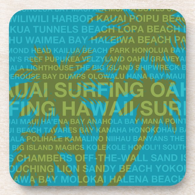Surf Hawaii Palm Trees Dessous de verre hawaïens (Devant)