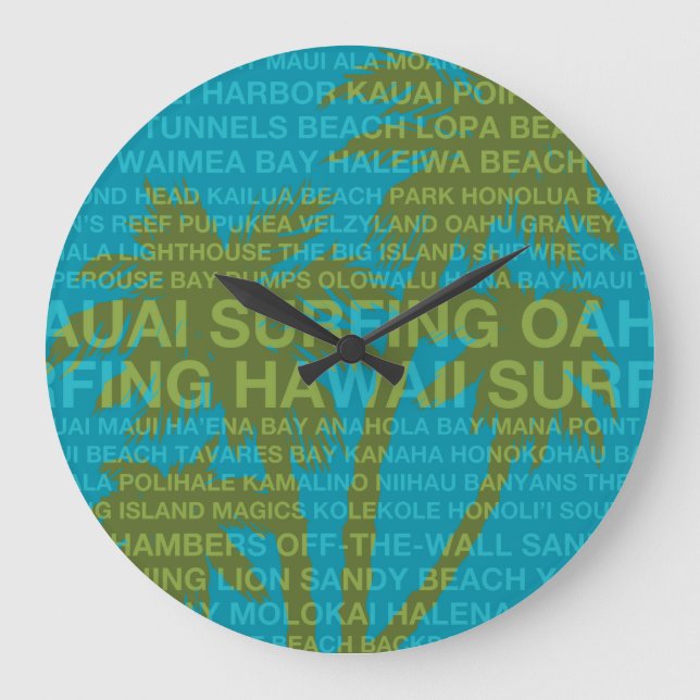 Surf Hawaii Palm Trees Horloge hawaïenne (Recto)