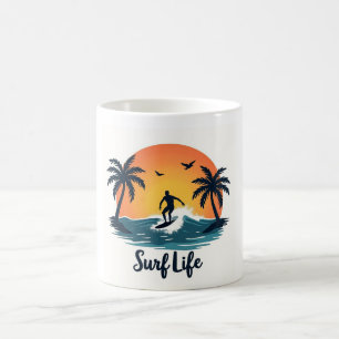 Surf Life Minimaliste Surfer Sunset Mug