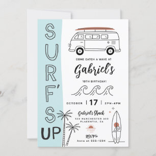 Surf minimaliste moderne invitation fête d'anniver