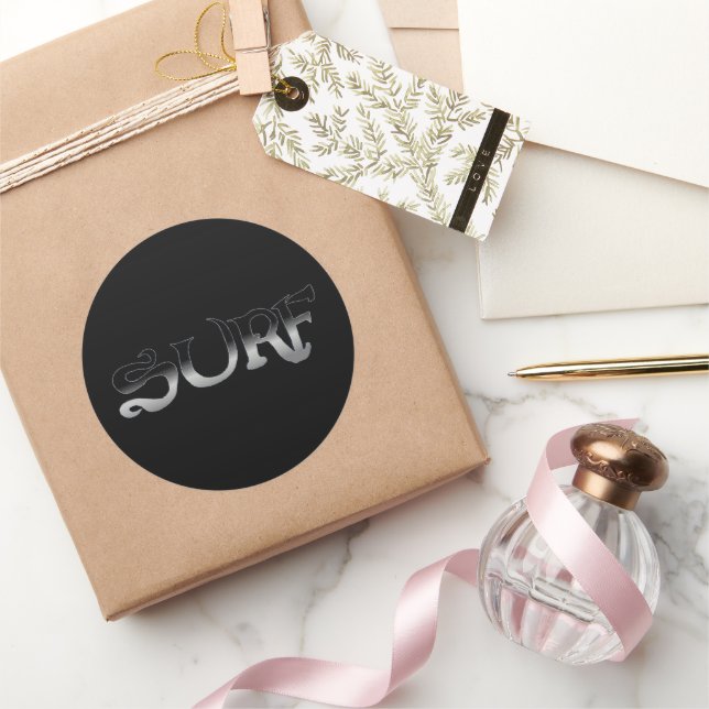 Surf noir noir rond gros autocollants (Cadeaux)