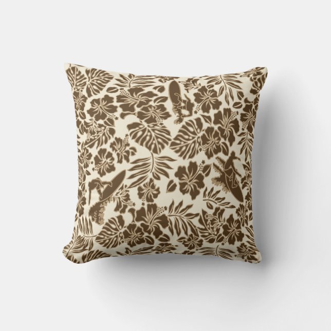 Surf Pareau Hawaiian Carré réversible Coussin (Recto)