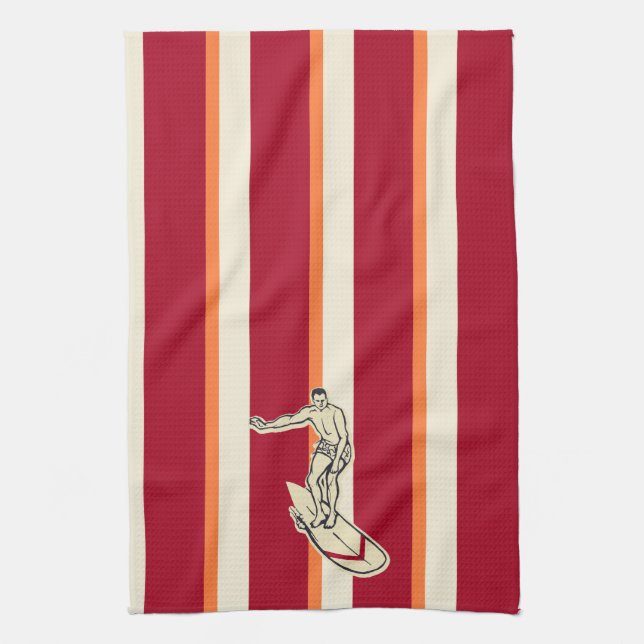 Surf Pareau Hawaiian serviette de cuisine rayée (Vertical)