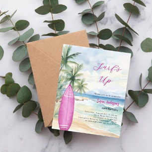 Surf plage surf de la fille invitation anniversair