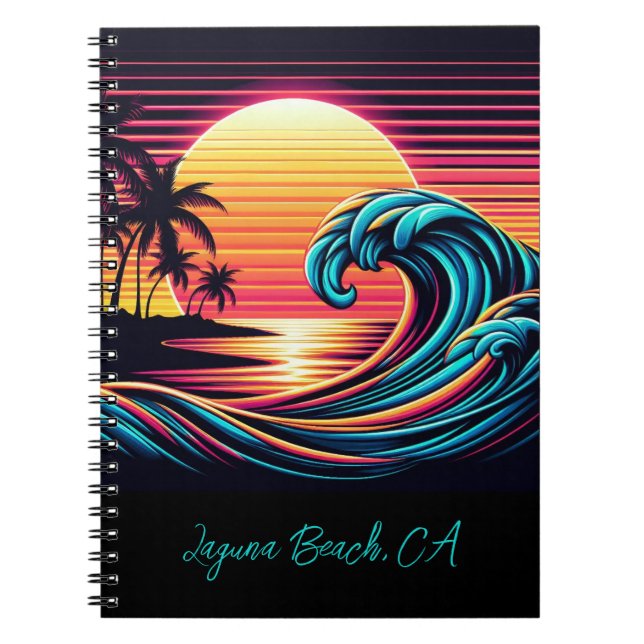Surf rétro Sunset - Carnet (Devant)