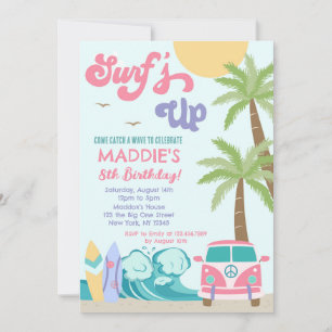 Surf Surf Beach fille Anniversaire Invitation