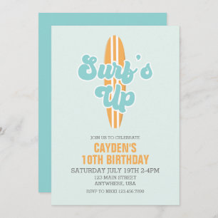 Surf Up Surboard Beach Invitation d'anniversaire