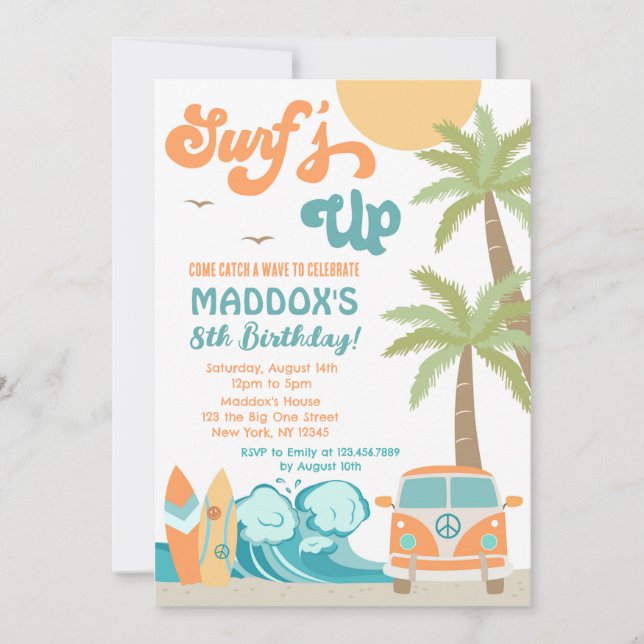 Surf up Surf Beach Surf Up Anniversaire Invitation (Devant)