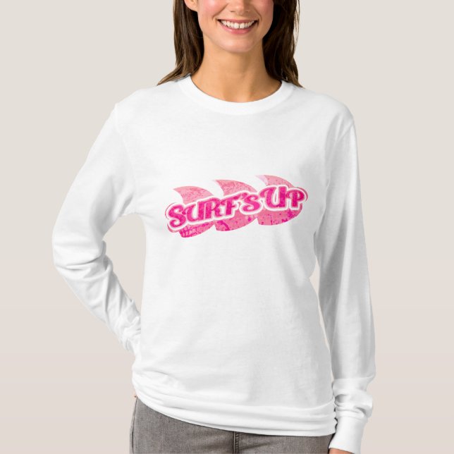 Surf vers le haut filles roses vagues sweat - shir (Devant)