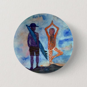 Surf Yoga Coucher de soleil Dessin Boho Badge