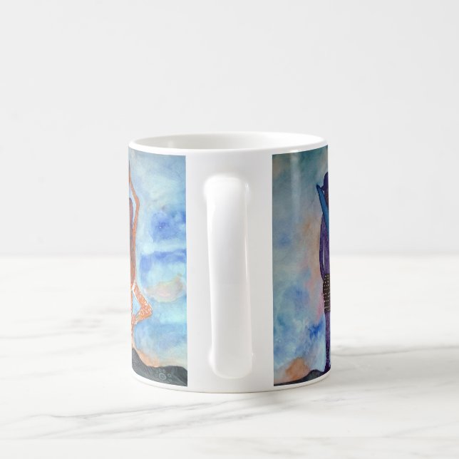 Surf Yoga Romantique Peinture Mug Blanc (Poignée)