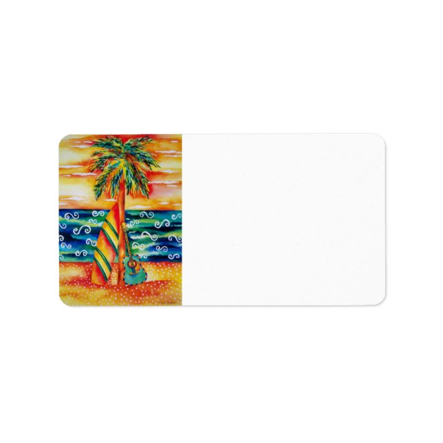 Surfboard & Guitare Étiquette de adresse (Devant)