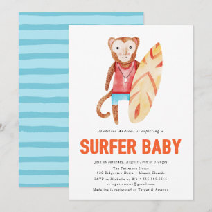 Surfer Baby Invitation baby shower