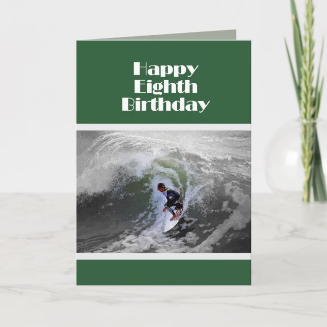 Surfer Bonne Huitième Carte Anniversaire (Devant)