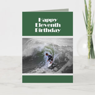 Surfer Bonne Onzième Carte Anniversaire