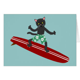 Surfer de Longboard de chat noir