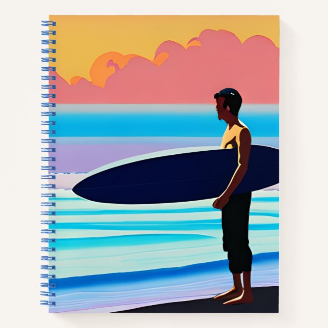 Surfer debout sur une plage au Sunset Journal (Devant)
