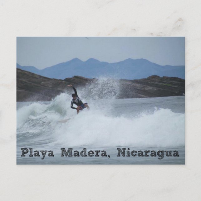 Surfer Playa carte postale de Madera, Nicaragua (Devant)