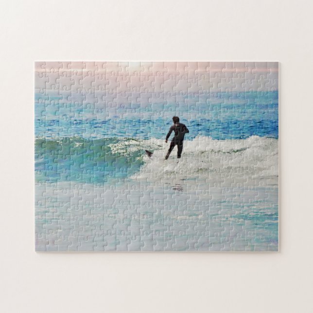Surfer sur la vague à Beach Sunset Puzzle (Horizontal)