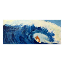 Surfer Surfing Blue Wave Ocean Sea Poster