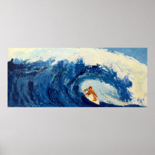 Surfer Surfing Blue Wave Ocean Sea Poster