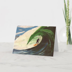 Surfer Surfing Tuberide peinture carte de voeux ar