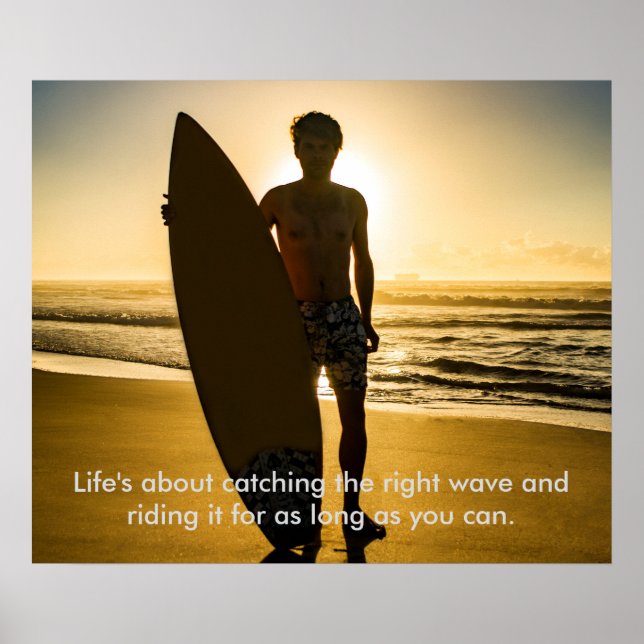 Surfer wit quote poster (Devant)