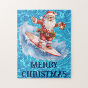 Surfing Père Noël Joyeux Noël Puzzle