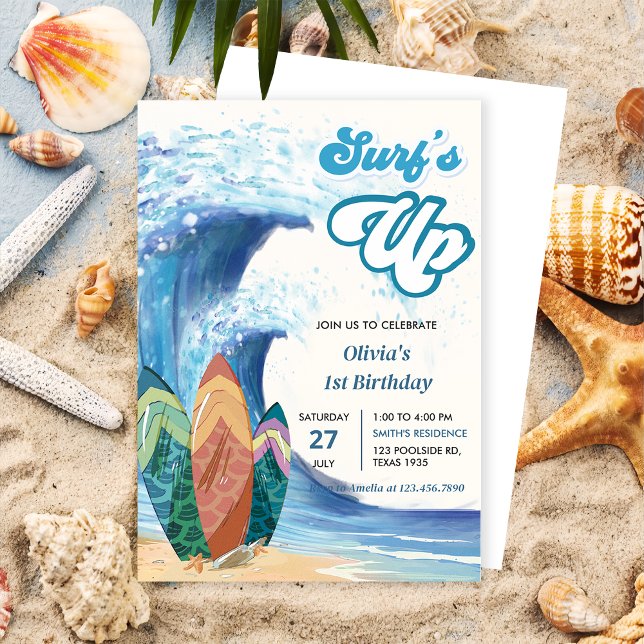 Surfs Up Beach 1er anniversaire Invitation (Créateur téléchargé)