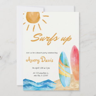 Surfs Up Beach Anniversaire Fête Invitation