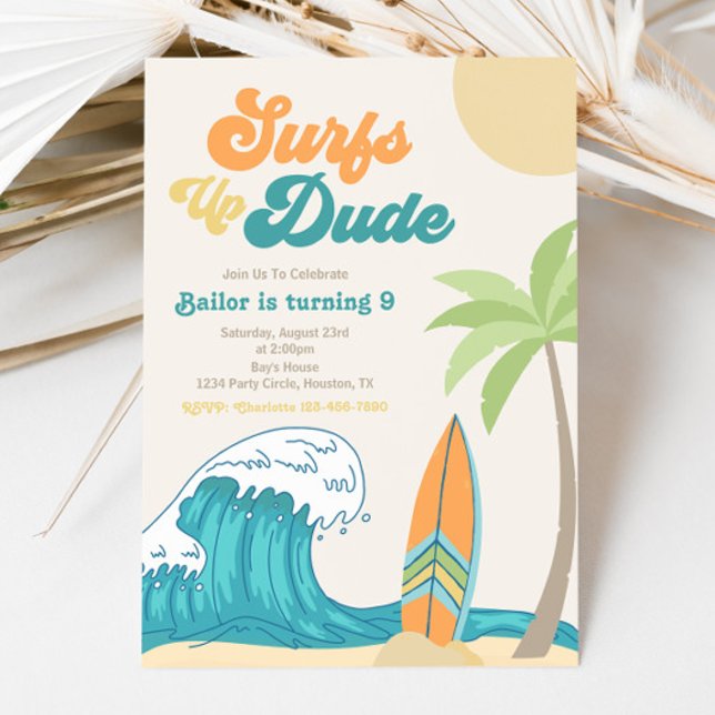 Surfs Up Invitation Anniversaire | Invitation à su (Créateur téléchargé)
